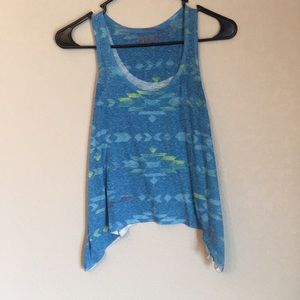 Blue and green tribal print tank